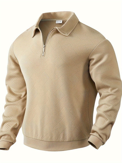 Men’s Quarter Zip Jumper Casual Warm Geometric Knitwear