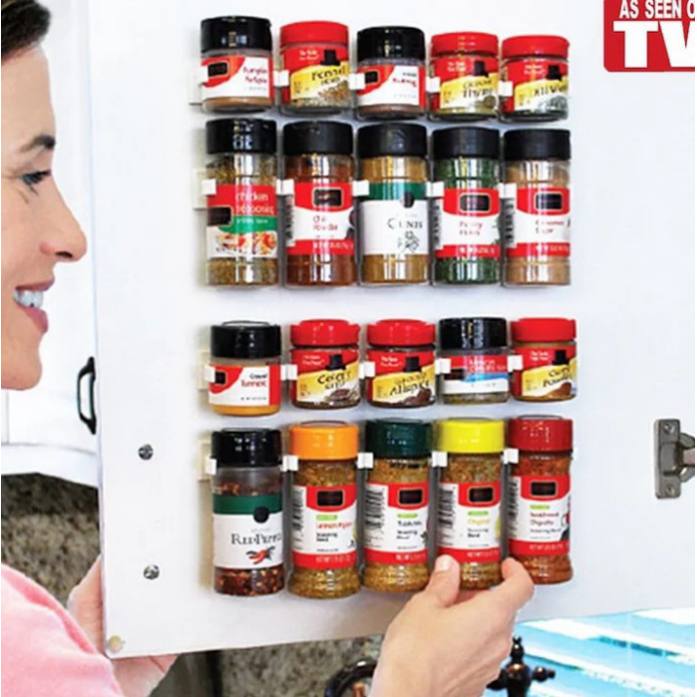 Adhesive Spice Rack Clips with Cabinet Door Storage Strips Set of 4 Gripper - Image 11