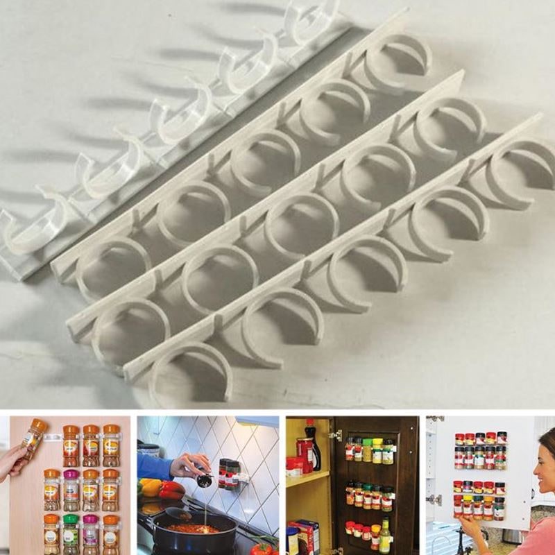 Adhesive Spice Rack Clips with Cabinet Door Storage Strips Set of 4 Gripper - Image 3