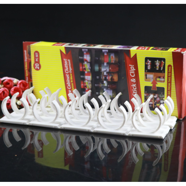 Adhesive Spice Rack Clips with Cabinet Door Storage Strips Set of 4 Gripper - Image 9