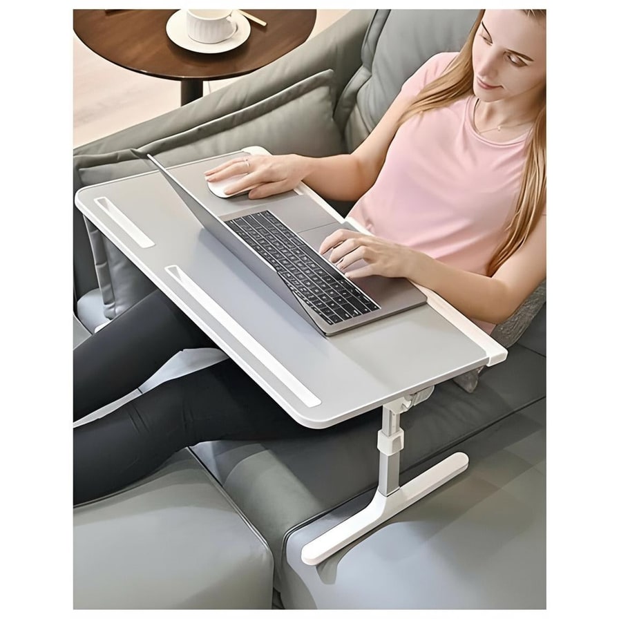 Adjustable Folding Bed Desk for Laptop with Marble Top Drawer and Portable Stand - Image 4
