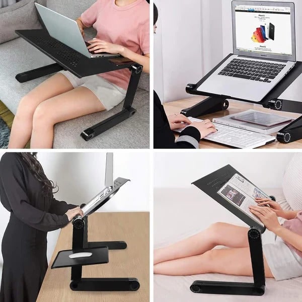 Adjustable Laptop Stand with Detachable Mouse Tray for Desk and Sofa - Image 2