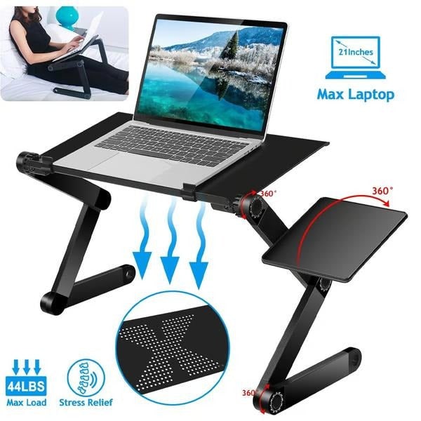 Adjustable Laptop Stand with Detachable Mouse Tray for Desk and Sofa - Image 4