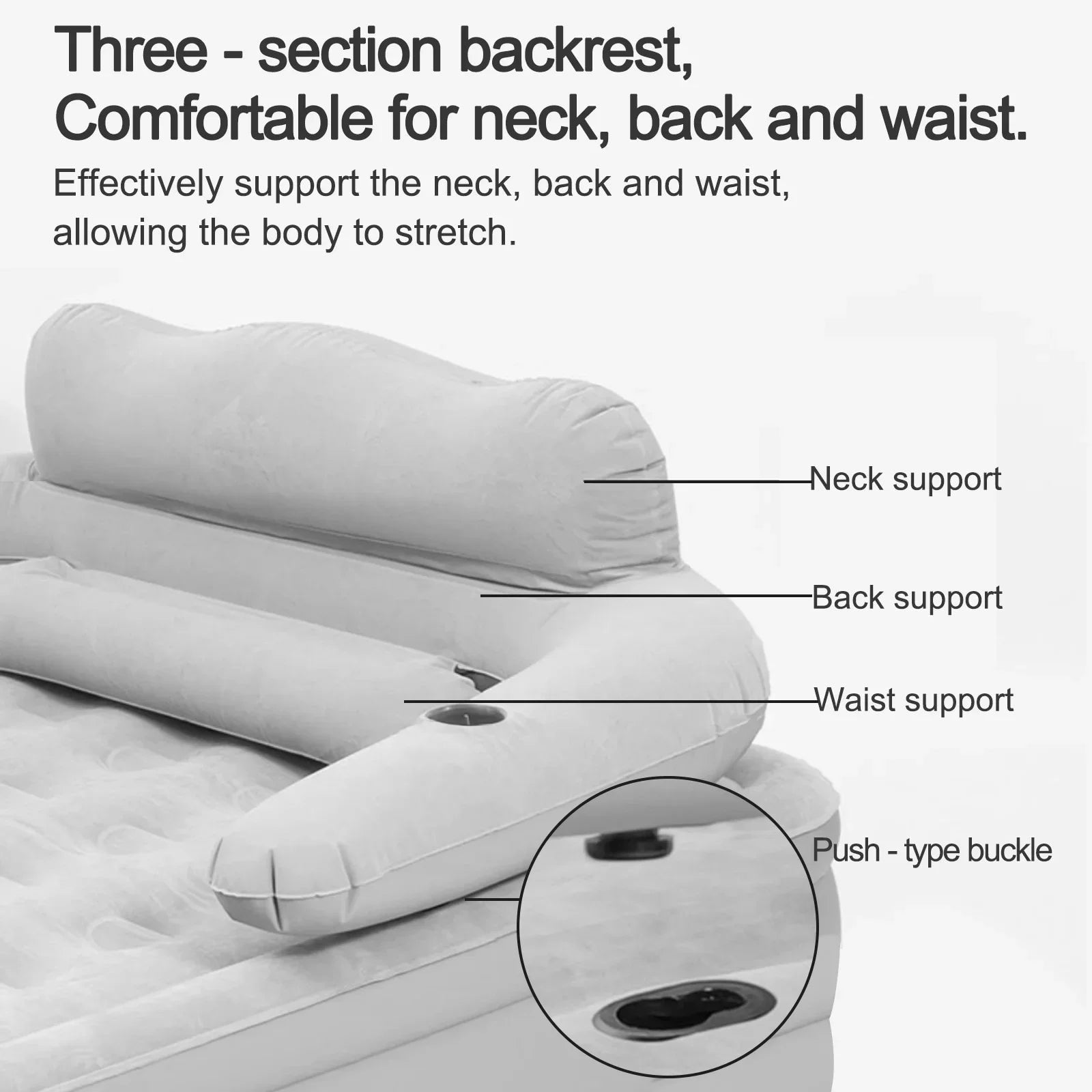 Air Mattress Blow Up Bed with Built-In Electric Pump Backrest and Pillows for 2 People - Image 2