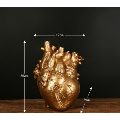 Anatomical Heart Flower Vase with Textured Resin Sculpture and Decorative Bud Design - Image 12