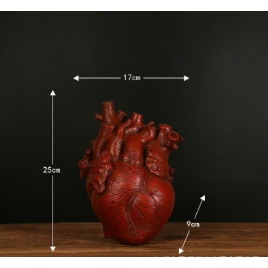 Anatomical Heart Flower Vase with Textured Resin Sculpture and Decorative Bud Design - Image 14