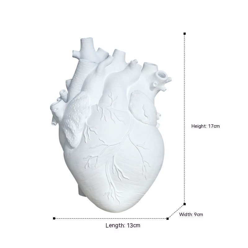 Anatomical Heart Flower Vase with Textured Resin Sculpture and Decorative Bud Design - Image 15