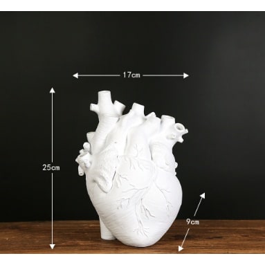 Anatomical Heart Flower Vase with Textured Resin Sculpture and Decorative Bud Design - Image 17