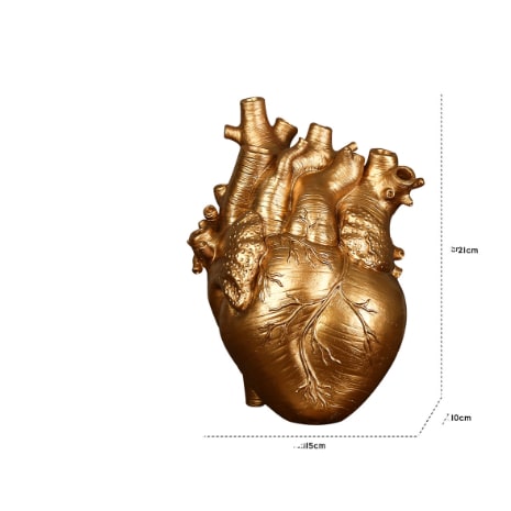 Anatomical Heart Flower Vase with Textured Resin Sculpture and Decorative Bud Design - Image 18