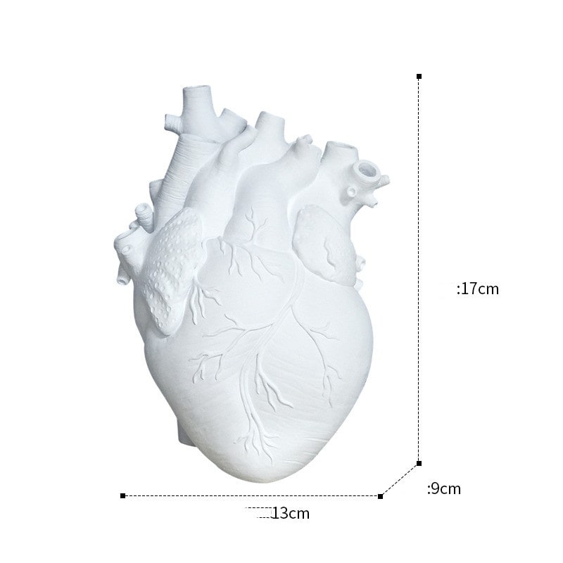 Anatomical Heart Flower Vase with Textured Resin Sculpture and Decorative Bud Design - Image 20