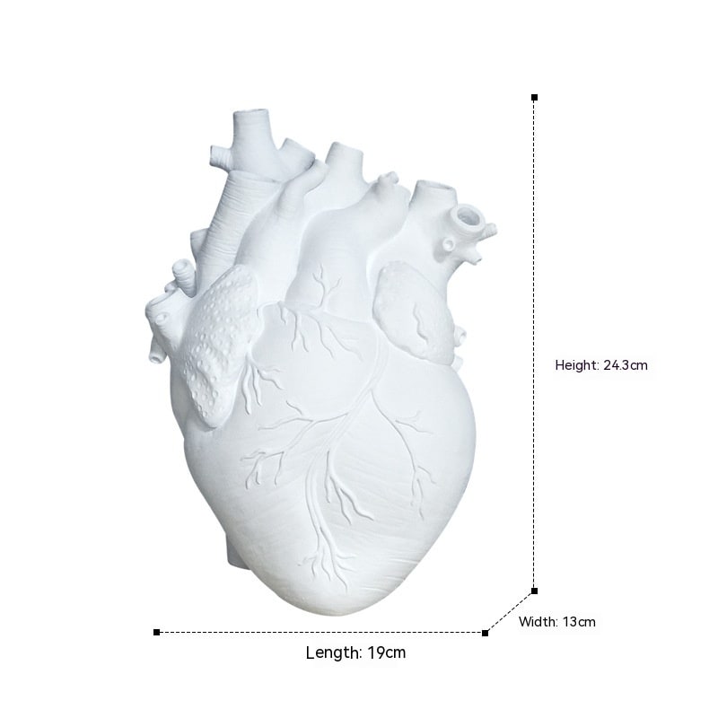 Anatomical Heart Flower Vase with Textured Resin Sculpture and Decorative Bud Design - Image 21