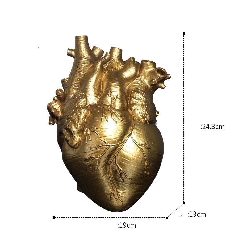Anatomical Heart Flower Vase with Textured Resin Sculpture and Decorative Bud Design - Image 23