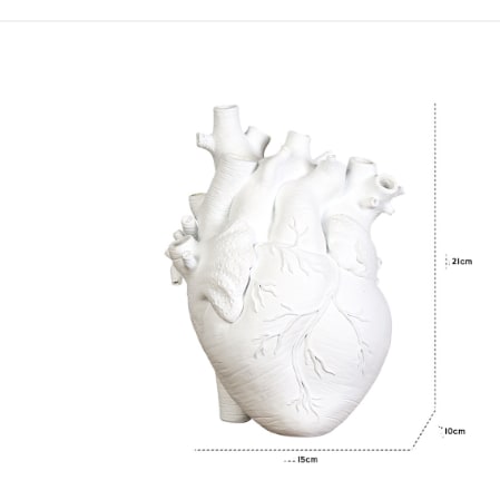 Anatomical Heart Flower Vase with Textured Resin Sculpture and Decorative Bud Design - Image 9