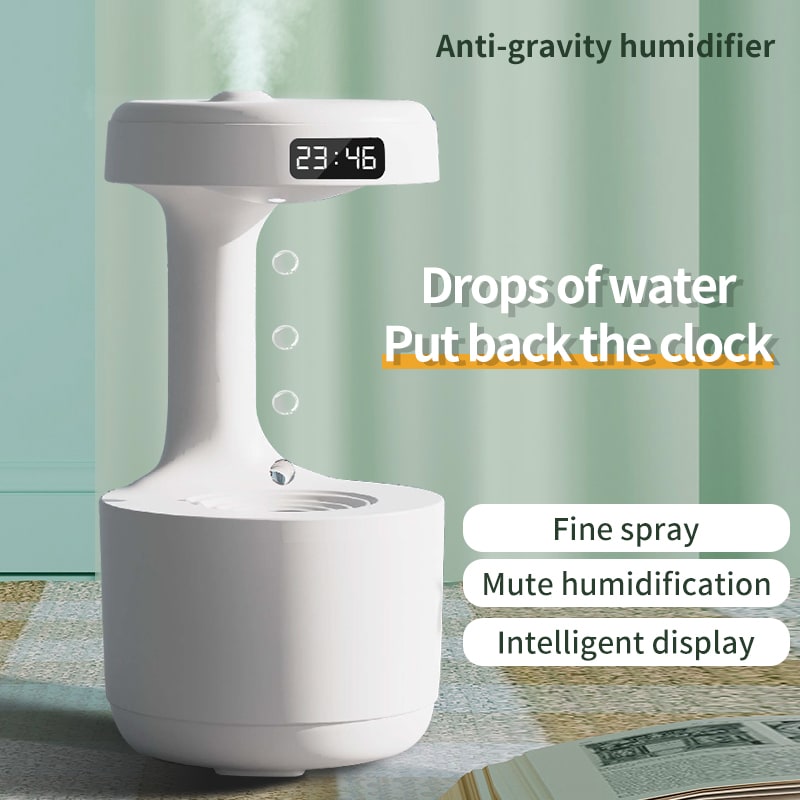 Anti Gravity Cool Mist Humidifier with LED Clock and Large Capacity for Room or Whole House - Image 1