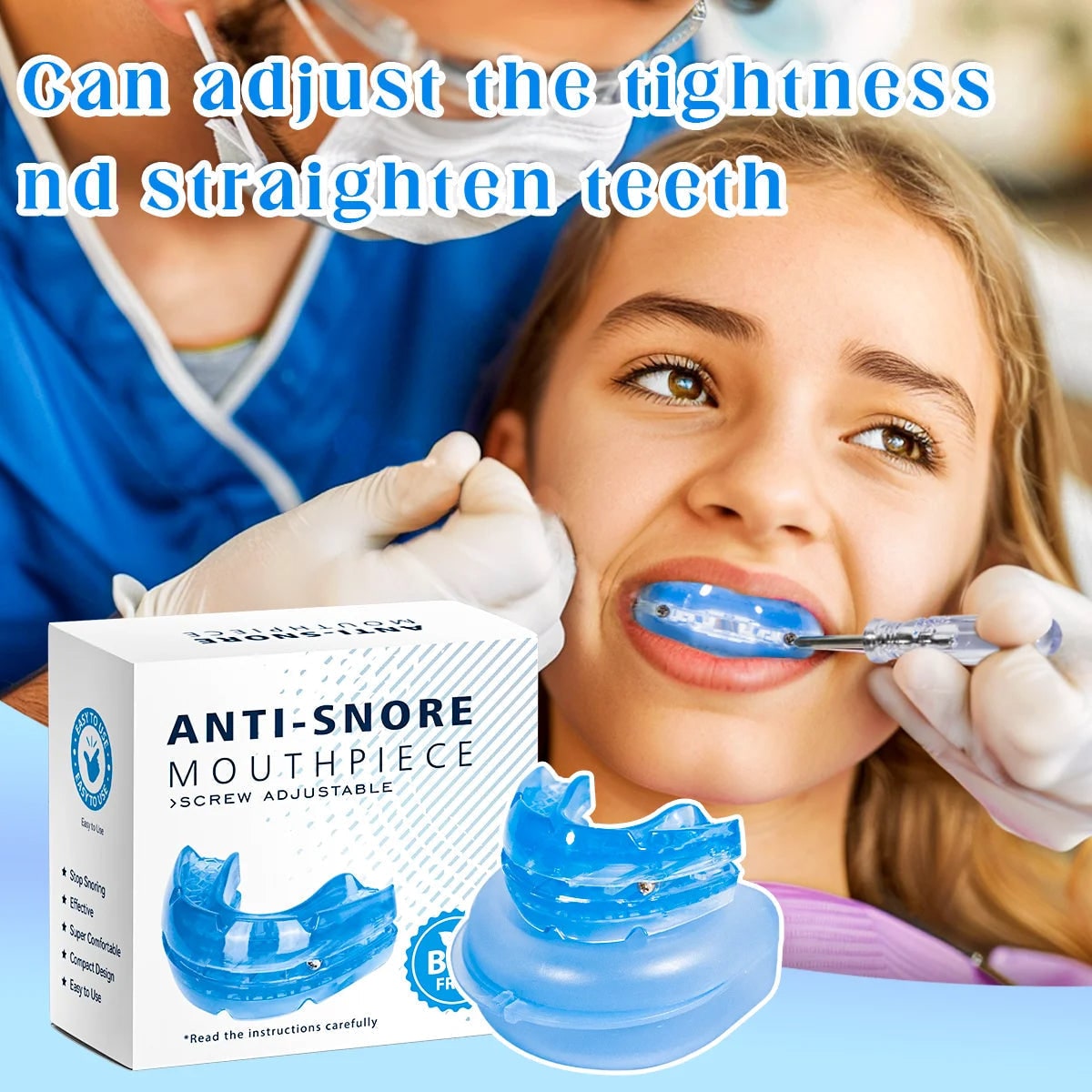 Anti Snoring Mouthpiece Mouth Guard Adjustable Portable Storage Case Screwdriver Aid - Image 2