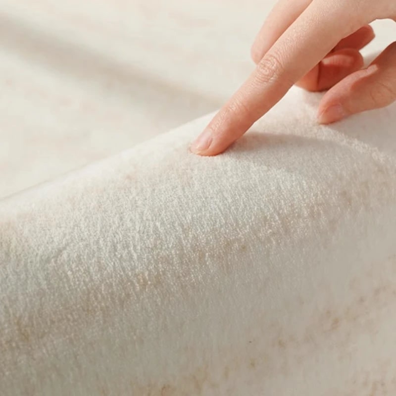 Area Rug with Irregular Wavy Edge and Textured Plush Pile Pattern - Image 3