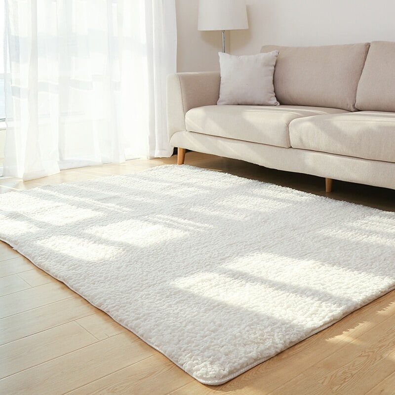 Area Rug with Soft Shaggy Plush Texture and Black and White Solid Color Design 8 By 10 - Image 10