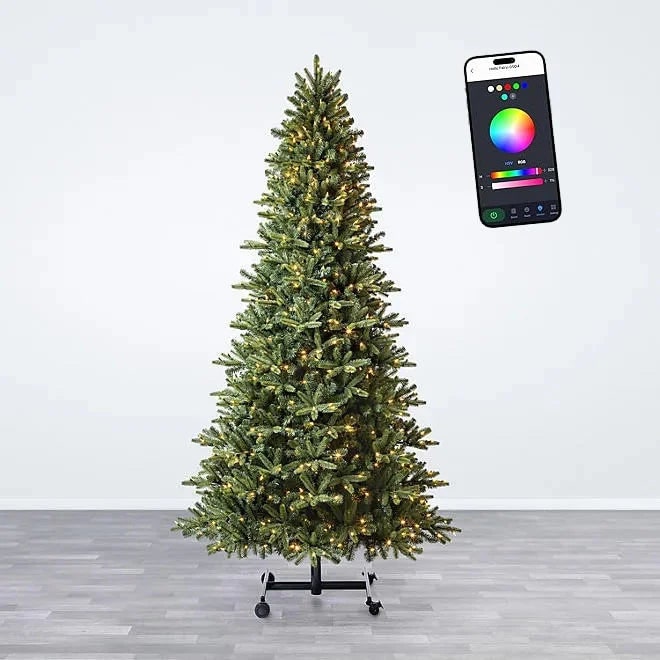 Artificial Christmas Tree Pre Lit App Controlled LED Wireless Foldable Metal Stand - Image 1
