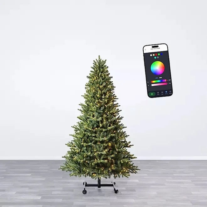 Artificial Christmas Tree Pre Lit App Controlled LED Wireless Foldable Metal Stand - Image 2