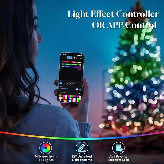 Artificial Christmas Tree Pre Lit App Controlled LED Wireless Foldable Metal Stand - Image 5