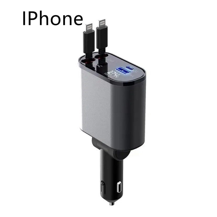 Automatic Retractable Car Charger Smart Battery Management and Dual USB Type-C Cables - Image 13
