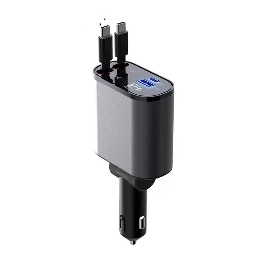 Automatic Retractable Car Charger Smart Battery Management and Dual USB Type-C Cables - Image 14