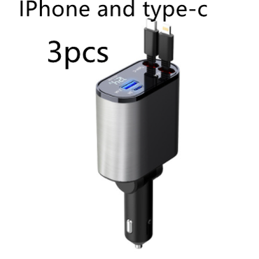 Automatic Retractable Car Charger Smart Battery Management and Dual USB Type-C Cables - Image 4