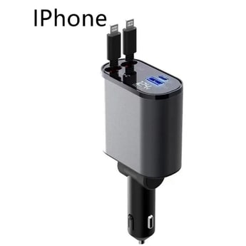 Automatic Retractable Car Charger Smart Battery Management and Dual USB Type-C Cables - Image 5