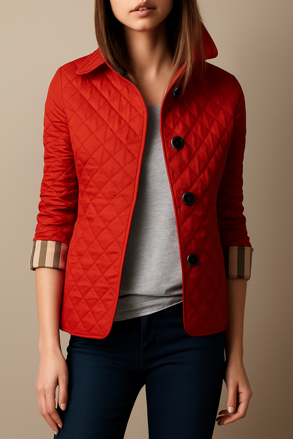 Women’s Quilted Collar Jacket for Daily Layering in Autumn and Winter