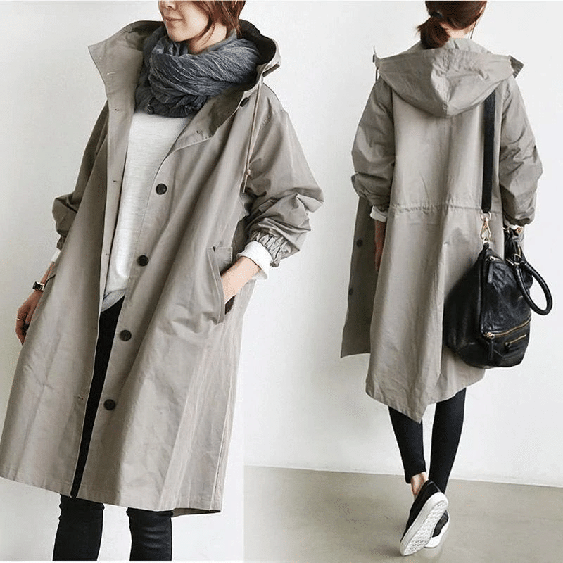 Women’s Oversized Warm Knee-Length Raincoat