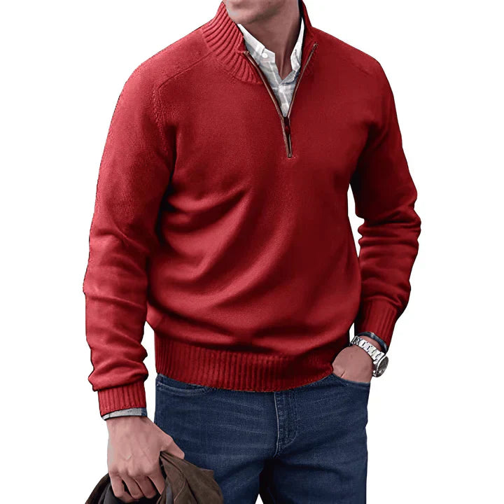 Men’s Quarter Zip Jumper Regular Fit Cold-Weather Top