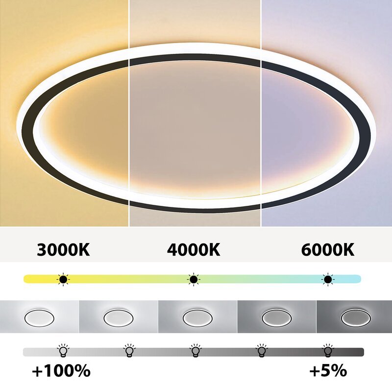 Modern LED Flush Ceiling Light  Round Design with Adjustable Brightness