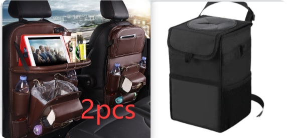 Back Facing Car Seat Organizer with Fold-Down Tray Table and Multiple Storage Pockets - Image 3