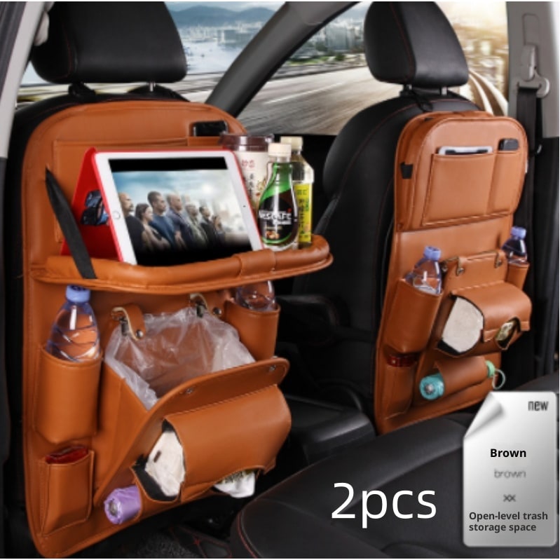 Back Facing Car Seat Organizer with Fold-Down Tray Table and Multiple Storage Pockets - Image 7