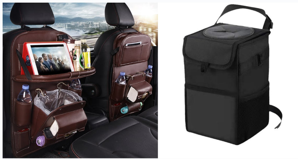 Back Facing Car Seat Organizer with Fold-Down Tray Table and Multiple Storage Pockets - Image 9