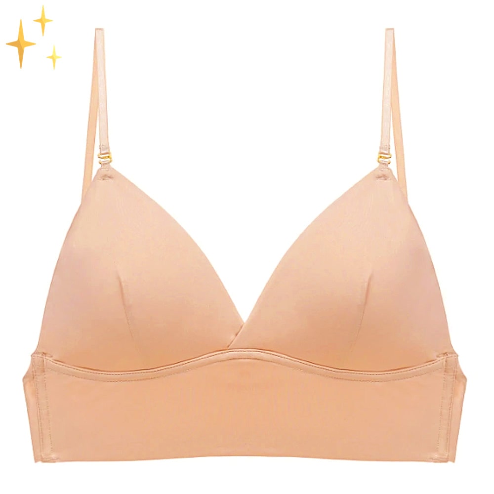 Backless Bra Low Back Seamless Wireless Adjustable Straps Triangle Cups Deep - Image 1