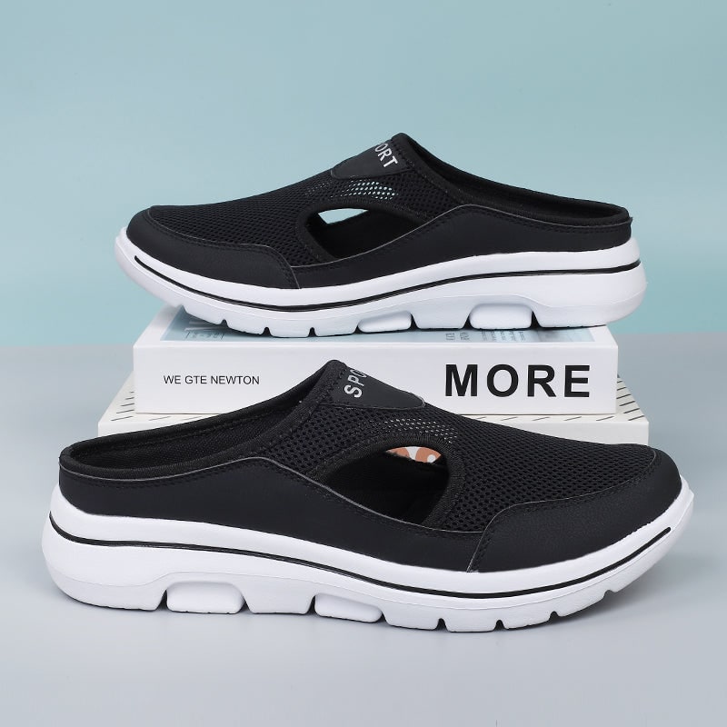 Backless Slip-On Sneakers with Breathable Mesh and Cushioned Insole Slip On Shoes - Image 1