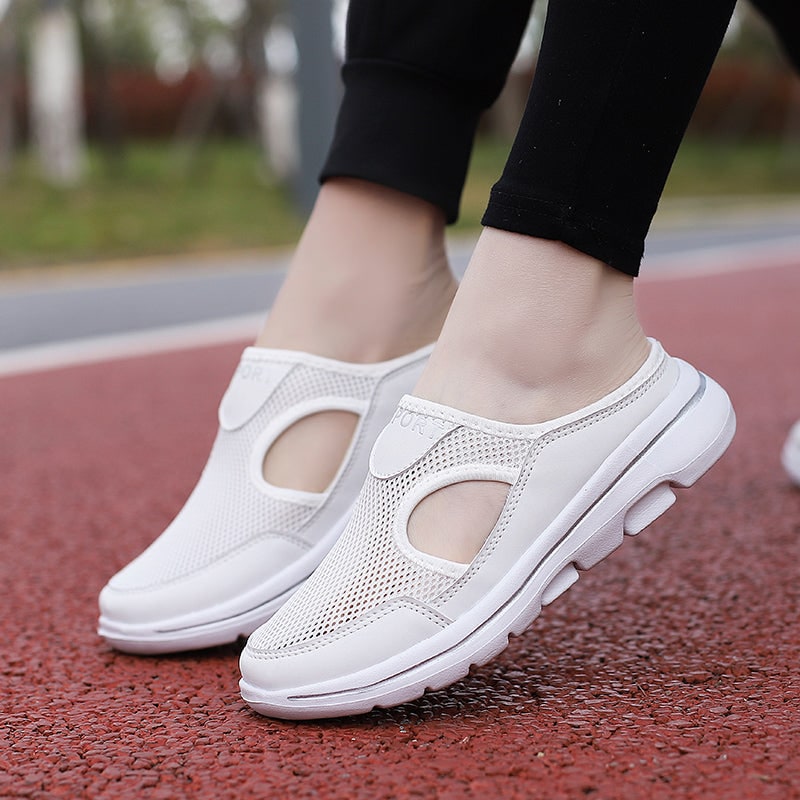 Backless Slip-On Sneakers with Breathable Mesh and Cushioned Insole Slip On Shoes - Image 12