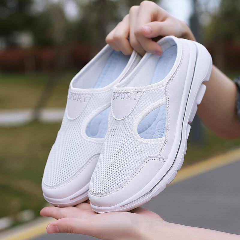 Backless Slip-On Sneakers with Breathable Mesh and Cushioned Insole Slip On Shoes - Image 3