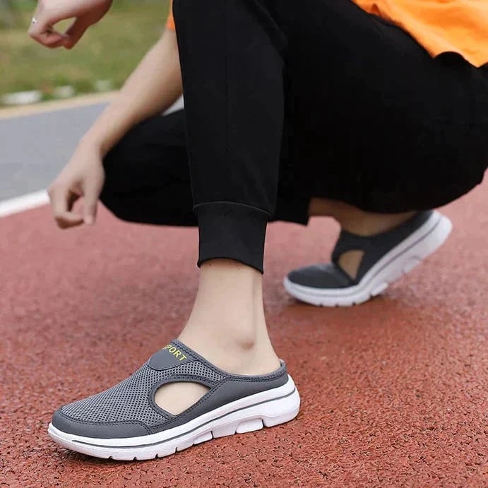 Backless Slip-On Sneakers with Breathable Mesh and Cushioned Insole Slip On Shoes - Image 4