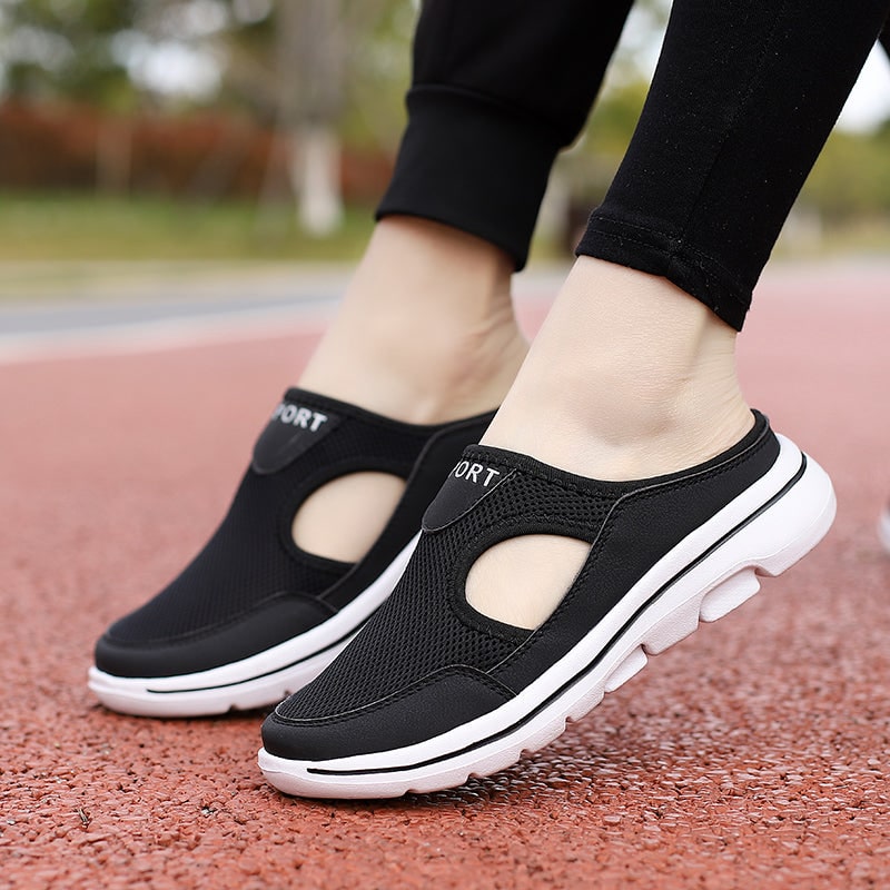 Backless Slip-On Sneakers with Breathable Mesh and Cushioned Insole Slip On Shoes - Image 6