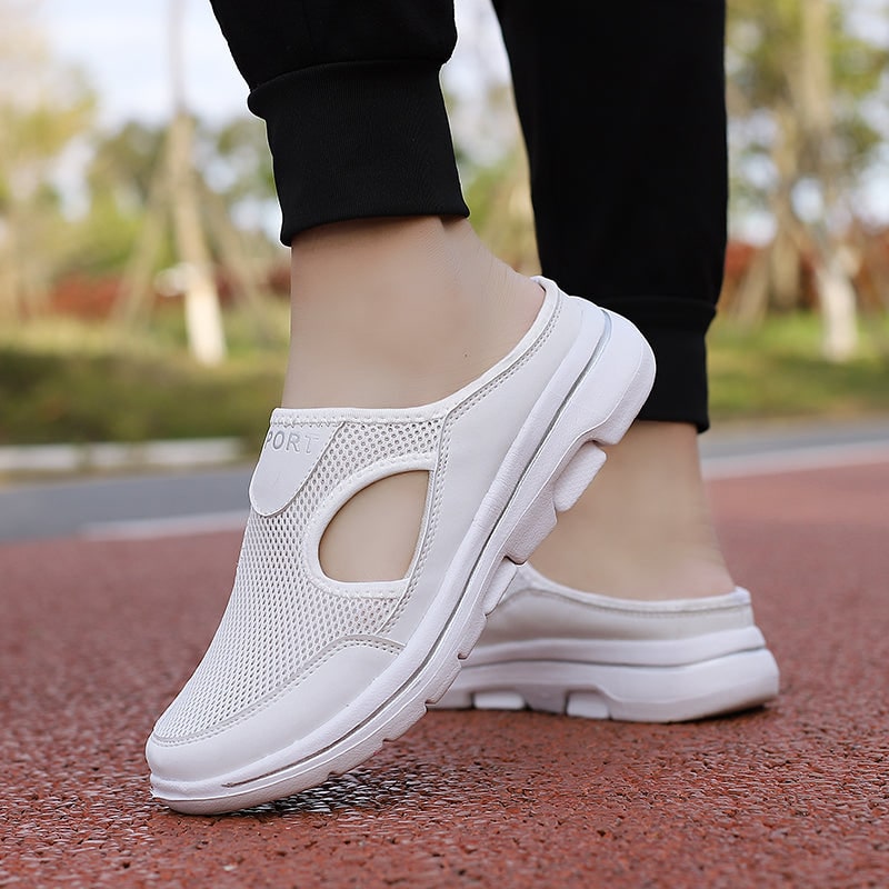 Backless Slip-On Sneakers with Breathable Mesh and Cushioned Insole Slip On Shoes - Image 9