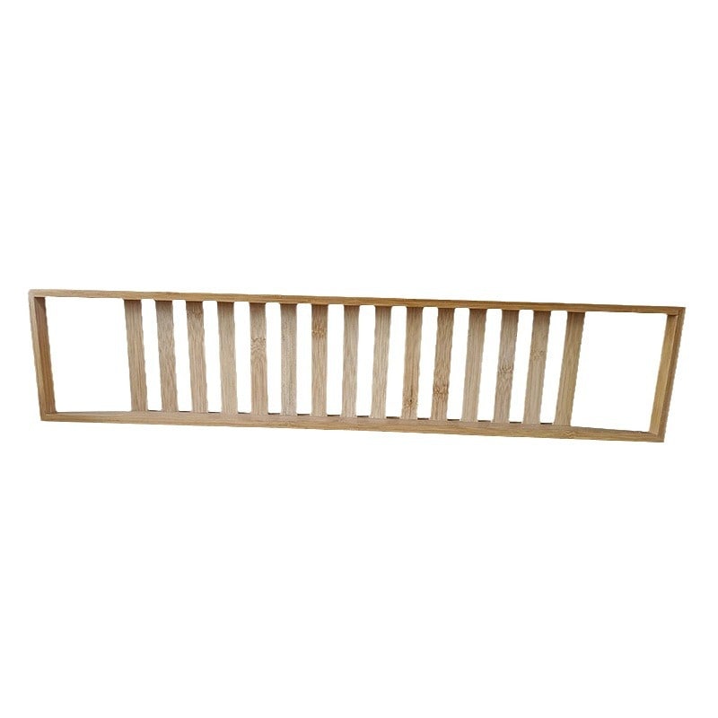 Bamboo Bath Caddy Tray for Bathtub with Slatted Design and Water-Draining Handles - Image 5