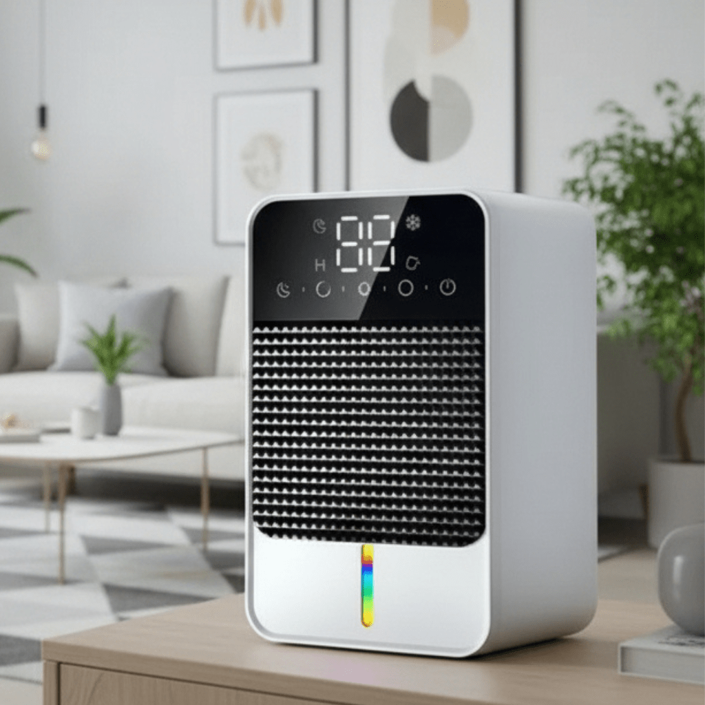 Basement Crawl Space Mini Dehumidifier for Bedroom with LED Touch Panel 1500ml Tank and Drain Hose - Image 1
