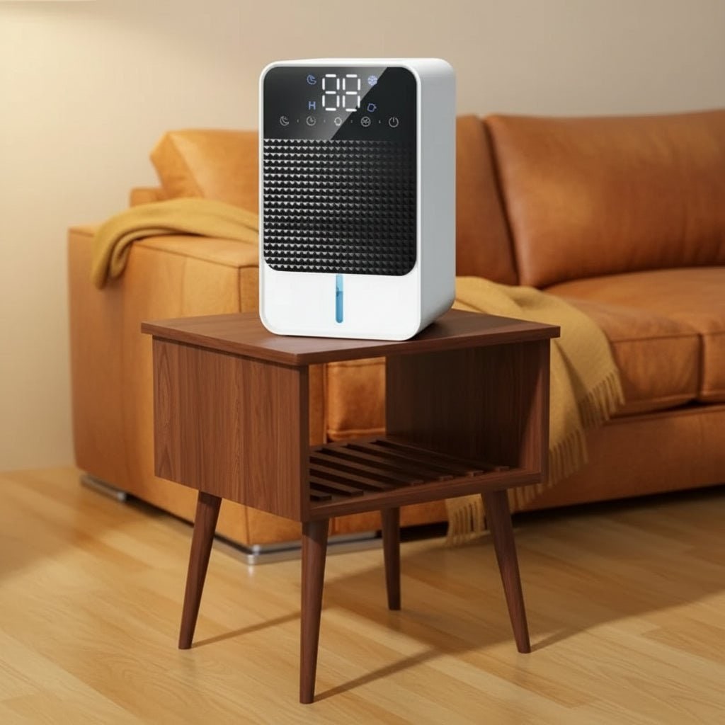 Basement Crawl Space Mini Dehumidifier for Bedroom with LED Touch Panel 1500ml Tank and Drain Hose - Image 2