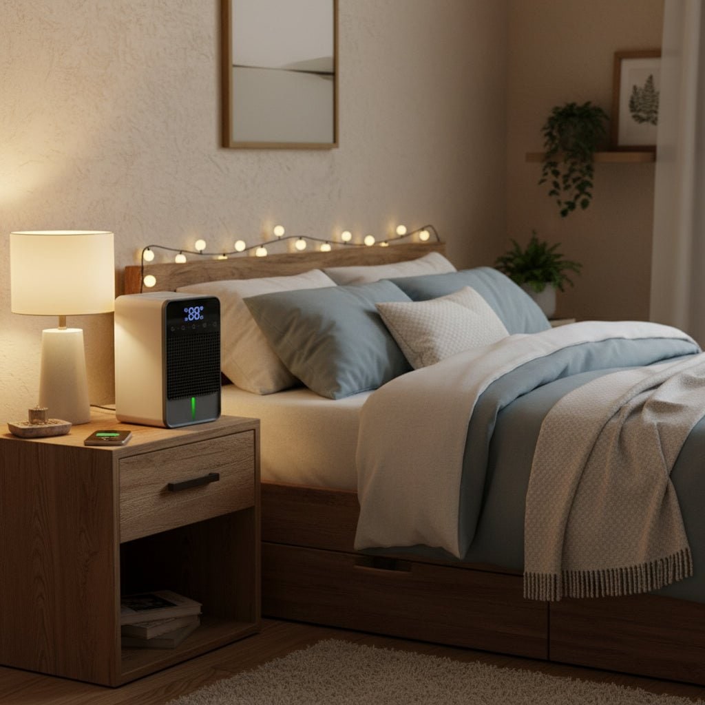 Basement Crawl Space Mini Dehumidifier for Bedroom with LED Touch Panel 1500ml Tank and Drain Hose - Image 3