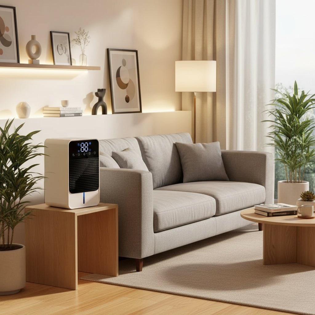 Basement Crawl Space Mini Dehumidifier for Bedroom with LED Touch Panel 1500ml Tank and Drain Hose - Image 4