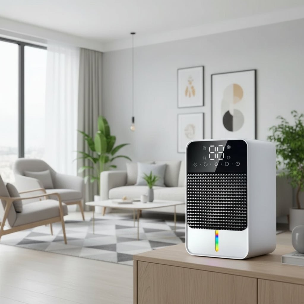 Basement Crawl Space Mini Dehumidifier for Bedroom with LED Touch Panel 1500ml Tank and Drain Hose - Image 6