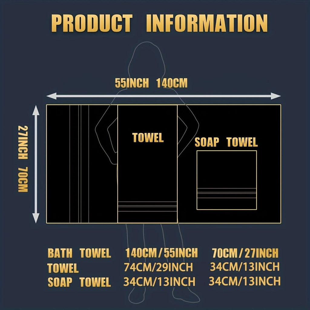 Bath Towel Set with Terry Cloth Gold Stripes and Woven Border 8-Piece - Image 3