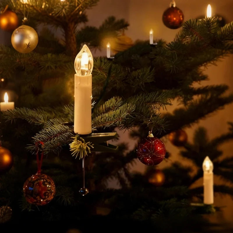 Battery Operated Candles with Clips for Christmas Trees Flickering LED Cordless Lights - Image 1